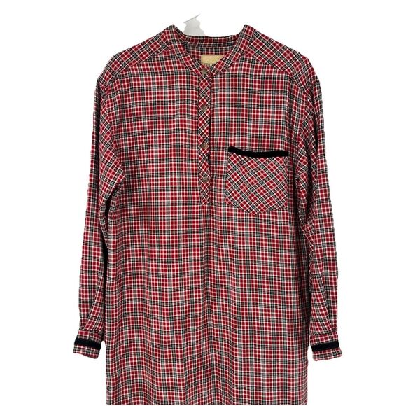 Erika Taylor Intimates Long Sleep Shirt LS Large Country Cottons Plaid Holiday - Picture 2 of 7